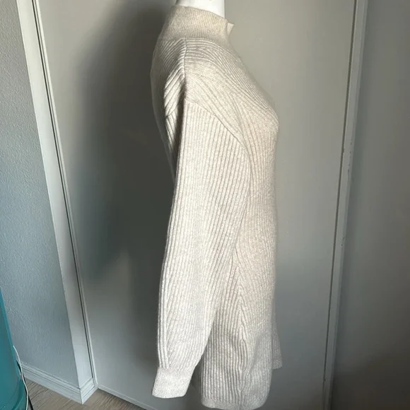 New H & M Fitted Mock Neck Plush Ribbed Long Sleeve Sweater Dress - Picture 4 of 12